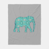 Elefant mit Fraktal, türkis, grau und weiß Fleecedecke (Vorderseite)