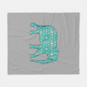 Elefant mit Fraktal, türkis, grau und weiß Fleecedecke (Vorderseite (Horizontal))