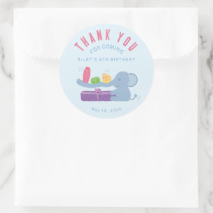 Elefant mit Geschenken Danke Runder Aufkleber