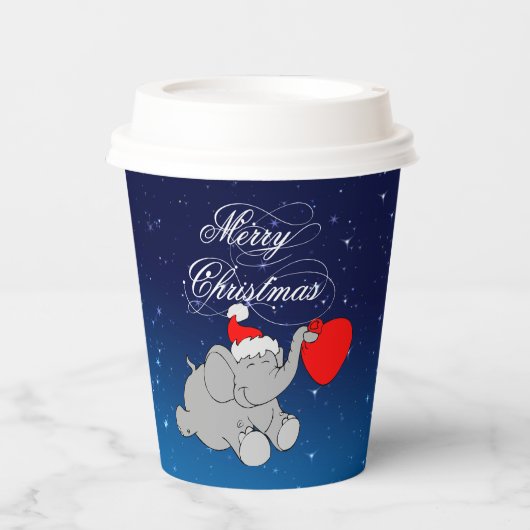 Elefant mit Geschenkpapier-Cup Pappbecher (Vorderseite)