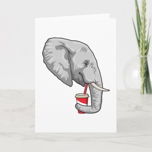 Elefant mit Getränk Karte (Vorderseite)