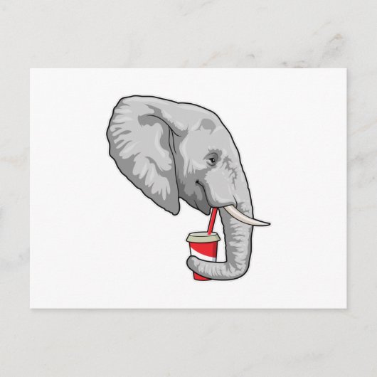 Elefant mit Getränk Postkarte (Vorderseite)