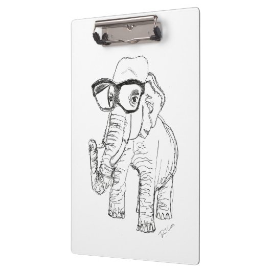 Elefant mit Glas-Klemmbrett Klemmbrett (Links)