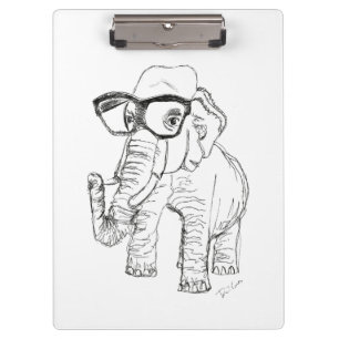 Elefant mit Glas-Klemmbrett Klemmbrett