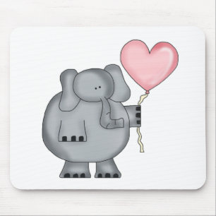 Elefant mit Herz-Ballon Mousepad