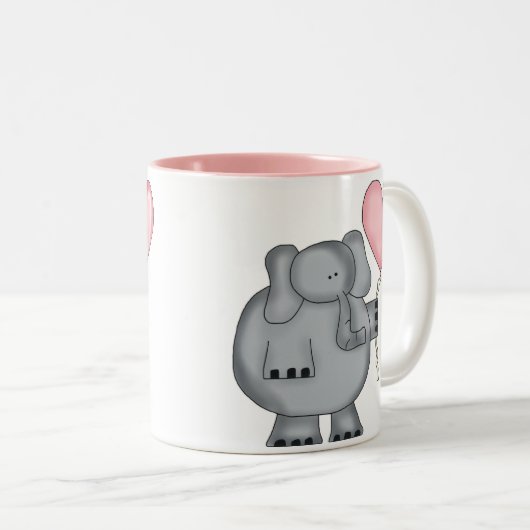 Elefant mit Herz-Ballon Zweifarbige Tasse (VorderseiteRechts)