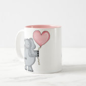 Elefant mit Herz-Ballon Zweifarbige Tasse (Vorderseite Links)