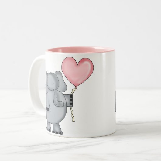 Elefant mit Herz-Ballon Zweifarbige Tasse (Vorderseite Links)