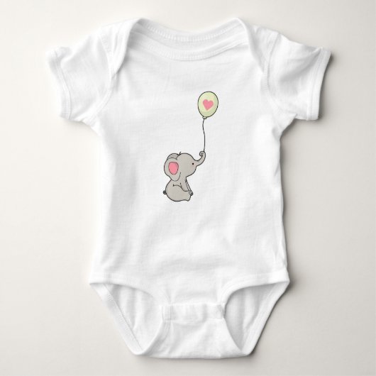 Elefant mit Herz in Ballon Baby Strampler (Vorderseite)