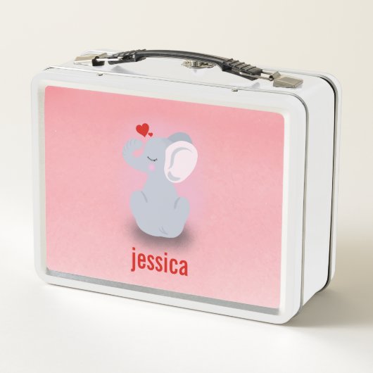 Elefant mit Herz Metall Brotdose (Rückseite)