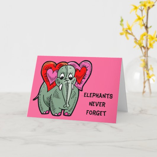 Elefant mit Herzensfeind Karte (Gelbe Blume)
