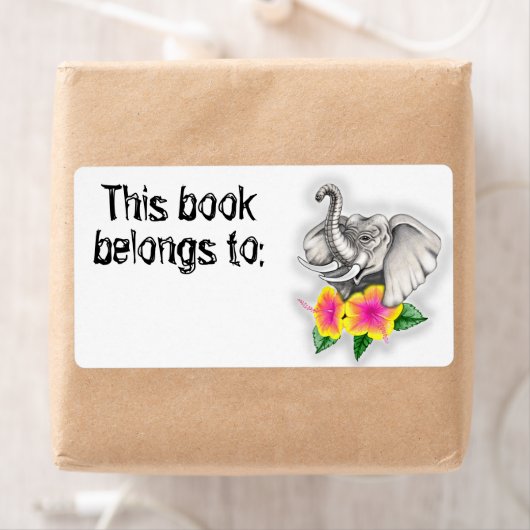 Elefant mit Hibiskus-Buchplatte (Insitu)