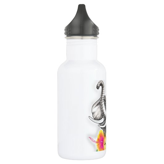 Elefant mit Hibiskus-Design Edelstahlflasche (Links)