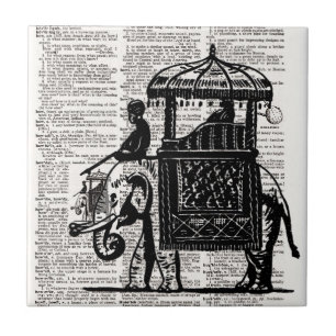 Elefant mit Howdah-Wörterbuch-Kunst Fliese