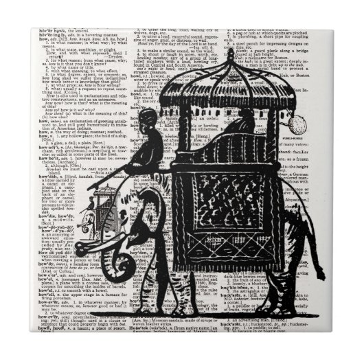Elefant mit Howdah-Wörterbuch-Kunst Fliese (Vorderseite)
