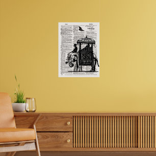 Elefant mit Howdah-Wörterbuch-Kunst Poster