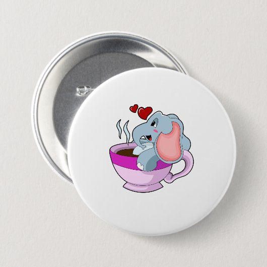 Elefant mit Kaffee-Cup Button (Vorne & Hinten)