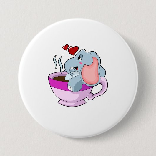 Elefant mit Kaffee-Cup Button (Vorderseite)