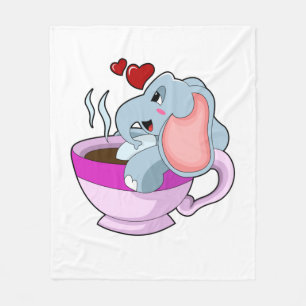 Elefant mit Kaffee-Cup Fleecedecke