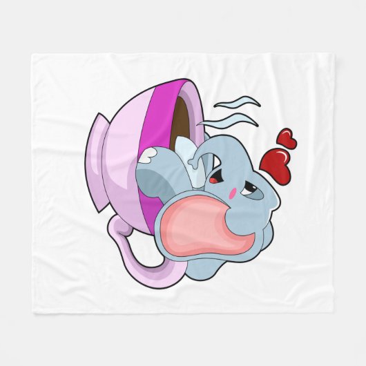 Elefant mit Kaffee-Cup Fleecedecke (Vorderseite (Horizontal))