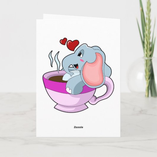 Elefant mit Kaffee-Cup Karte (Rückseite)
