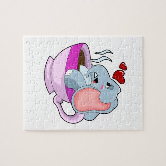 Elefant mit Kaffee-Cup Puzzle (Horizontal)