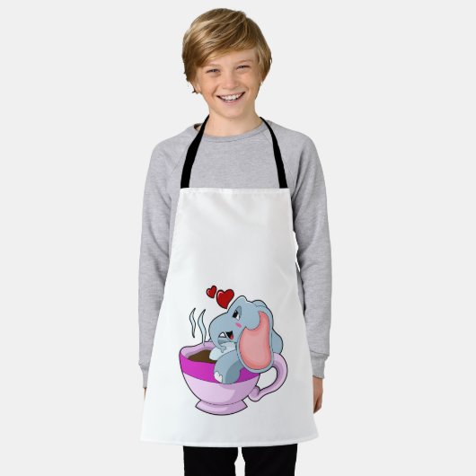 Elefant mit Kaffee-Cup Schürze (Getragen)
