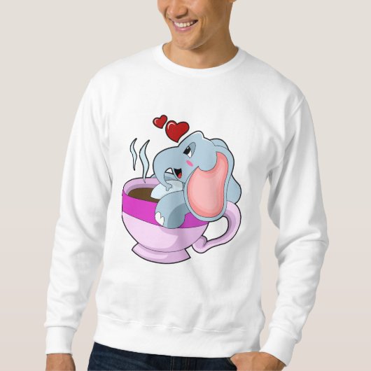 Elefant mit Kaffee-Cup Sweatshirt (Vorderseite)