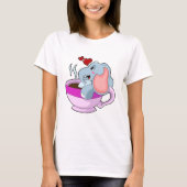 Elefant mit Kaffee-Cup T-Shirt (Vorderseite)