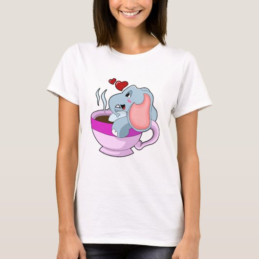 Elefant mit Kaffee-Cup T-Shirt (Vorderseite)