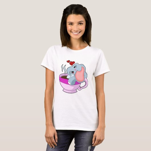 Elefant mit Kaffee-Cup T-Shirt (Vorne ganz)