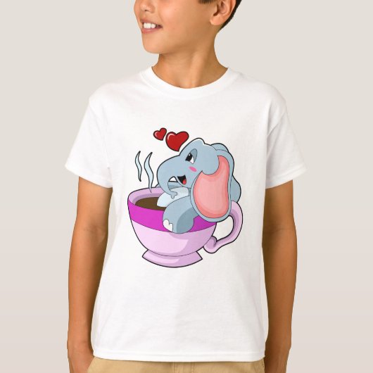 Elefant mit Kaffee-Cup T-Shirt (Vorderseite)