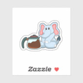 Elefant mit Kaffeekanne Aufkleber (Blatt)