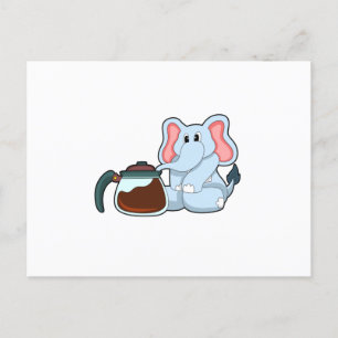 Elefant mit Kaffeekanne Postkarte