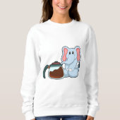 Elefant mit Kaffeekanne Sweatshirt (Vorderseite)