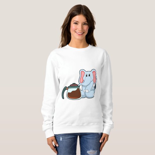 Elefant mit Kaffeekanne Sweatshirt (Vorne ganz)