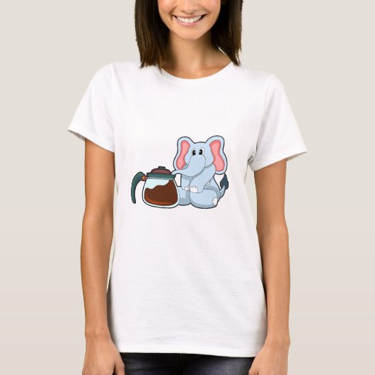 Elefant mit Kaffeekanne T-Shirt (Vorderseite)