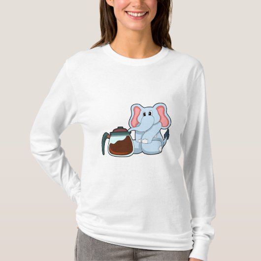 Elefant mit Kaffeekanne T-Shirt (Vorderseite)