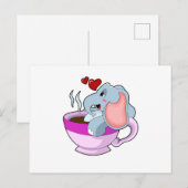 Elefant mit Kaffeetasse Postkarte (Vorne/Hinten)