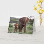 Elefant mit Kalb-Karte Karte (Gelbe Blume)