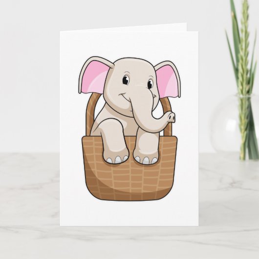 Elefant mit Korb Karte (Vorderseite)