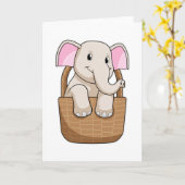 Elefant mit Korb Karte (Gelbe Blume)