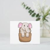 Elefant mit Korb Postkarte (Stehend Vorderseite)