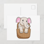 Elefant mit Korb Postkarte (Vorne/Hinten)