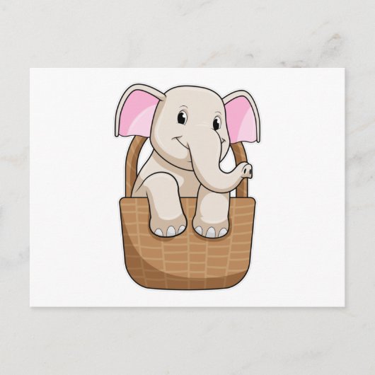 Elefant mit Korb Postkarte (Vorderseite)
