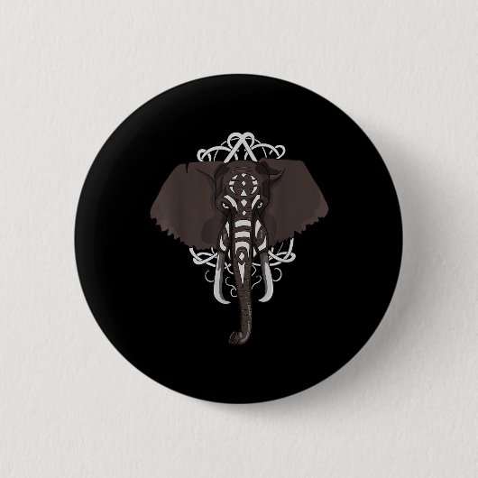 Elefant mit Kriegsfarbe Button (Vorderseite)