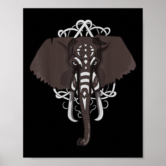 Elefant mit Kriegsfarbe Poster (Vorne)