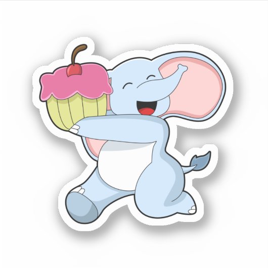 Elefant mit Kuchen Aufkleber (Vorderseite)