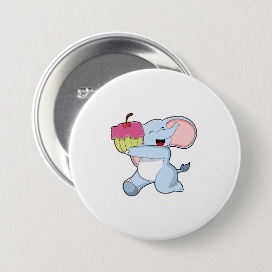 Elefant mit Kuchen Button (Vorne & Hinten)