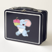 Elefant mit Kuchen Metall Brotdose (Vorderseite)